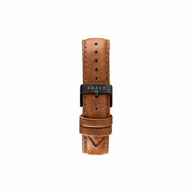 Combox Cleo reloj unisex negro con correa de cuero marrón oscuro | Ábaco