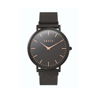 Reloj unisex 40mm negro mate con agujas cobre y diseño slim | Erika | Colección SLIM | Ábaco