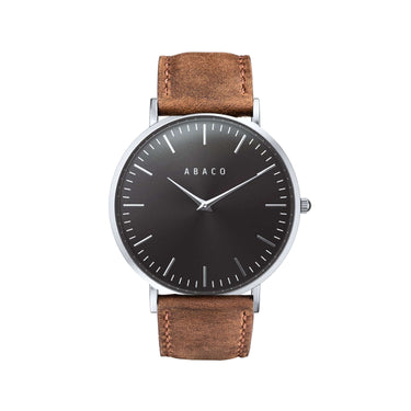 Reloj unisex 40mm con correa de cuero marrón cálido intercambiable | Combox Alex | Ábaco