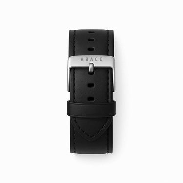 Correa cuero para reloj 20mm negra con hebilla plateada | Ábaco