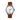 Combox Cleo reloj unisex 36mm negro con correa de cuero marrón oscuro | Ábaco