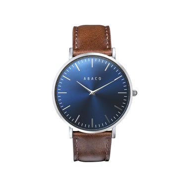 Combox Emily reloj unisex azul 40mm con correa de cuero camel | Ábaco