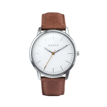 Reloj hombre plateado con correa de cuero camel 20mm | Combox Enrico | Ábaco