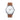 Reloj hombre 42mm con correa de cuero marrón cálido | Gift box reloj Enrico | Ábaco