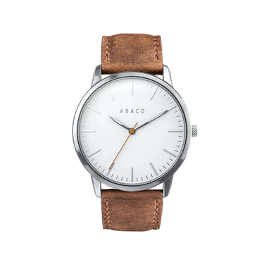 Reloj hombre 42mm con correa de cuero marrón cálido | Gift box reloj Enrico | Ábaco