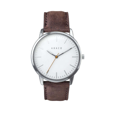 Combox Enrico reloj hombre plateado 42mm con correa de cuero terra | Ábaco