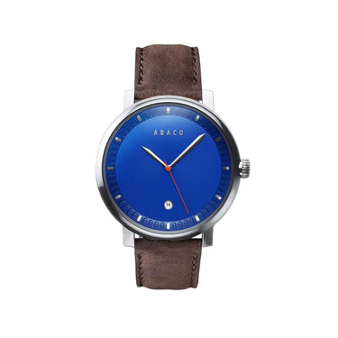 Reloj Gringo con dial azul y correa de cuero chocolate intercambiable | Combox Ábaco