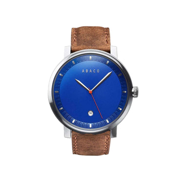 Combox Gringo reloj hombre azul 42mm con correa de cuero marrón cálido | Ábaco