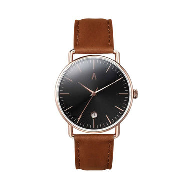 Combox Juana reloj mujer cobre 36mm con correa de cuero marrón oscuro | Ábaco