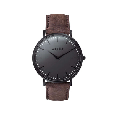 Combox Lee Ábaco con reloj negro unisex y correa de cuero marrón oscuro para reloj de 40mm