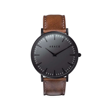 Combox Lee reloj unisex negro 40mm con correa de cuero camel | Ábaco