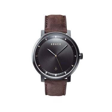 Reloj negro hombre con correa de cuero chocolate incluida en gift box | Combox Ábaco