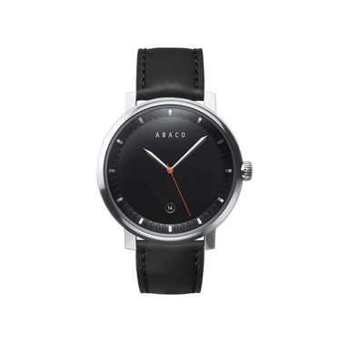 Reloj hombre plateado con correa de cuero negra intercambiable | Combox Malevo | Ábaco