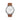 Combox Marconi reloj unisex blanco con correa de cuero marrón cálido 20mm | Ábaco