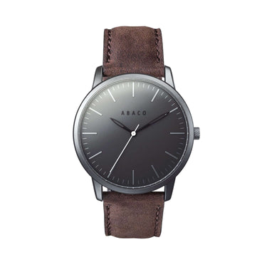 Reloj hombre grafito 42mm con correa de cuero marrón oscuro | Combox Stark | Colección Original | Ábaco