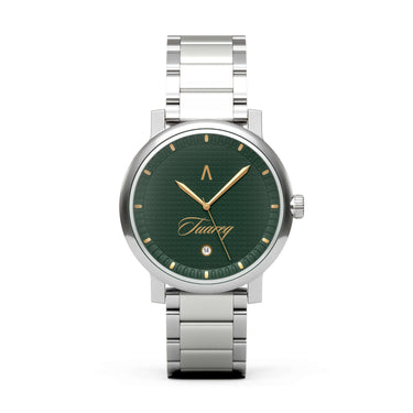 Reloj hombre 42mm dial verde con correa de acero plateado | Tango x TUAREQ | Colección Tango | Ábaco