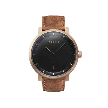 Combox Tortoni reloj hombre cobre 42mm con correa de cuero marrón cálido | Ábaco