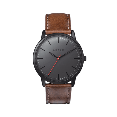 Combox Verne Ábaco con reloj negro 42mm y correa de cuero marrón camel intercambiable