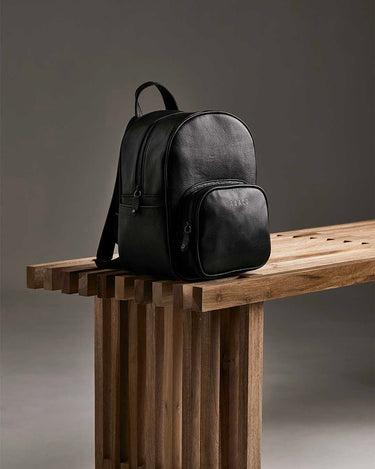 Mochila de cuero negro compacta WXS Preto Black | Ábaco