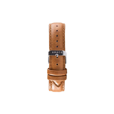 Correa de cuero marrón caramelo 18mm con hebilla plateada para reloj unisex | Ábaco