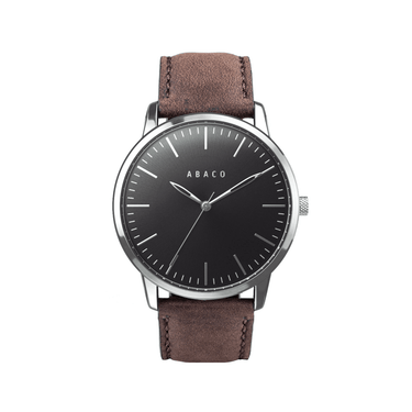 Reloj Darwin negro 42mm con correa de cuero marrón oscuro intercambiable | Combox Ábaco