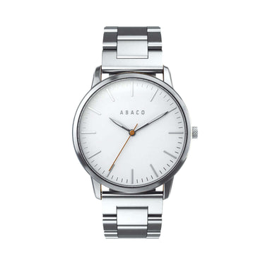 Reloj hombre 42mm plateado con dial negro y segundero naranja | Enrico | Colección Original | Ábaco