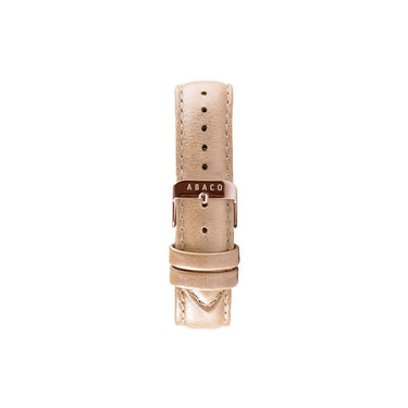 Correa de cuero beige 18mm con hebilla rose gold para reloj mujer | Ábaco