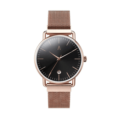 Reloj mujer 36mm cobre con dial negro y correa cobre minimalista | Juana | Colección Velvet | Ábaco