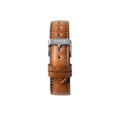 Correa de cuero camel 20mm con hebilla plateada para reloj | Combox Ábaco