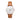 Reloj mujer rose gold 36mm con correa de cuero marrón caramelo intercambiable | Combox Pierina | Ábaco
