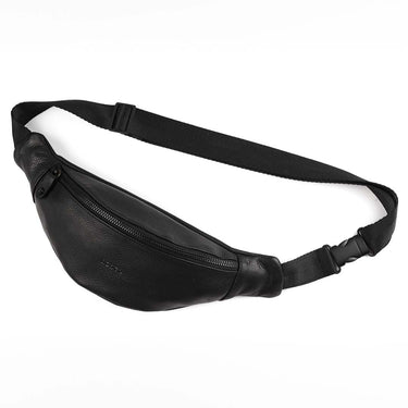 Riñonera de cuero negro Preto S compacta frente | Ábaco