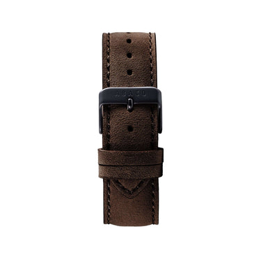 Correa cuero para reloj 20mm marrón oscuro con hebilla negra | Ábaco