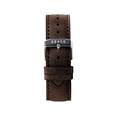 Correa cuero para reloj 20mm marrón oscuro con hebilla plateada | Ábaco