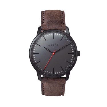 Reloj hombre negro con correa de cuero marrón intercambiable | Combox Verne Ábaco