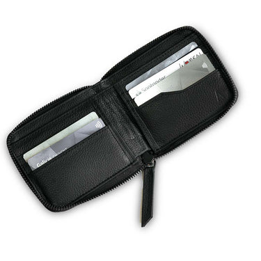 Billetera bifold cuero con cierre YKK detalle | Ábaco