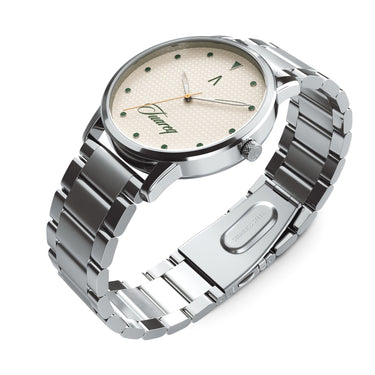 Reloj hombre minimalista dial crema con acento verde y segundero dorado | Original II x TUAREQ | Colección Original | Ábaco