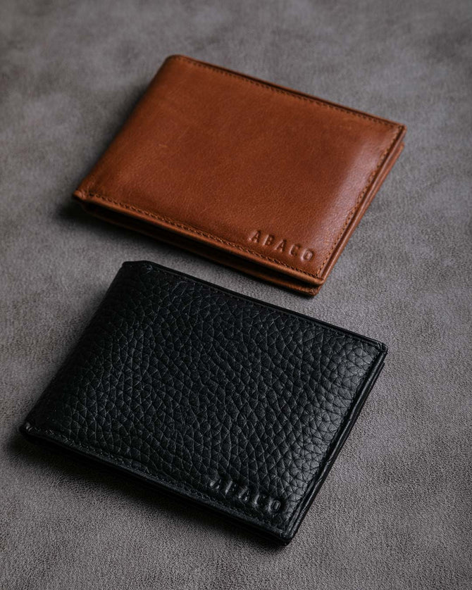 Billeteras de cuero argentino camel y negro | Ábaco
