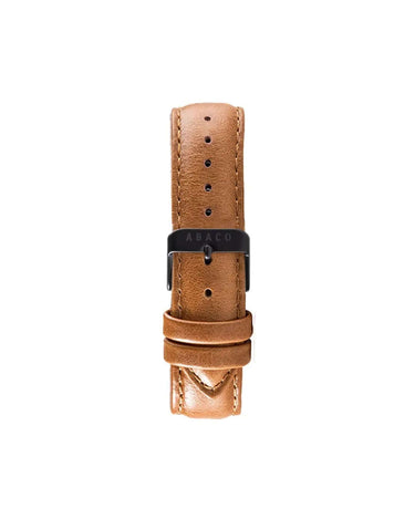 Correa de cuero marrón caramelo 18mm con hebilla negra para reloj | Ábaco