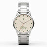 Reloj hombre 42mm dial crema con detalles verdes y acero inoxidable pulido | Original II x TUAREQ | Colección Original | Ábaco