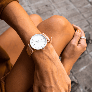 Combox Pierina Ábaco con reloj mujer cobre y correa de cuero incluida