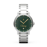 Reloj hombre 42mm dial verde con correa de acero plateado | Tango x TUAREQ | Colección Tango | Ábaco