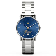 Reloj unisex 36mm dial azul profundo con detalles dorados acero inoxidable | Velvet x TUAREQ | Colección Velvet | Ábaco