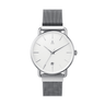 Reloj unisex 36mm con dial blanco y correa plateada de acero | Elena | Colección Velvet | Ábaco