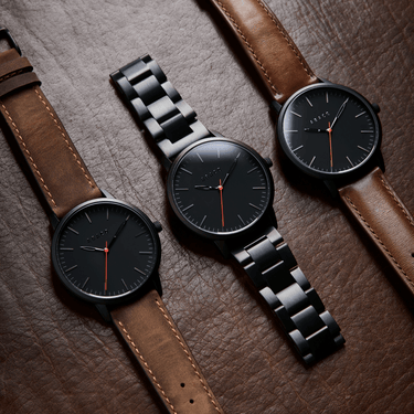 Reloj hombre negro mate 42mm con correa intercambiable y segundero rojo | Verne | Colección Original | Ábaco